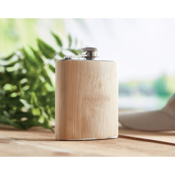 HIPHIP - Platte bamboe heupfles 170ml