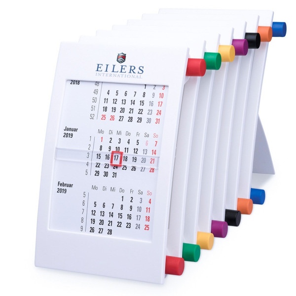 3-maands bureaukalender kunststof met draaiknop